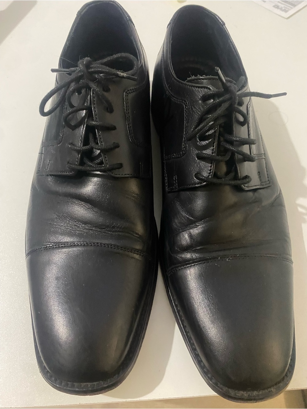 Johnston & Murphy Black Leather Lace-Up Oxfords